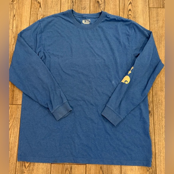 Carhartt Other - Carhartt Men’s 2XL Tall Loose Fit Blue Long Sleeve Shirt Workwear Logo Tee